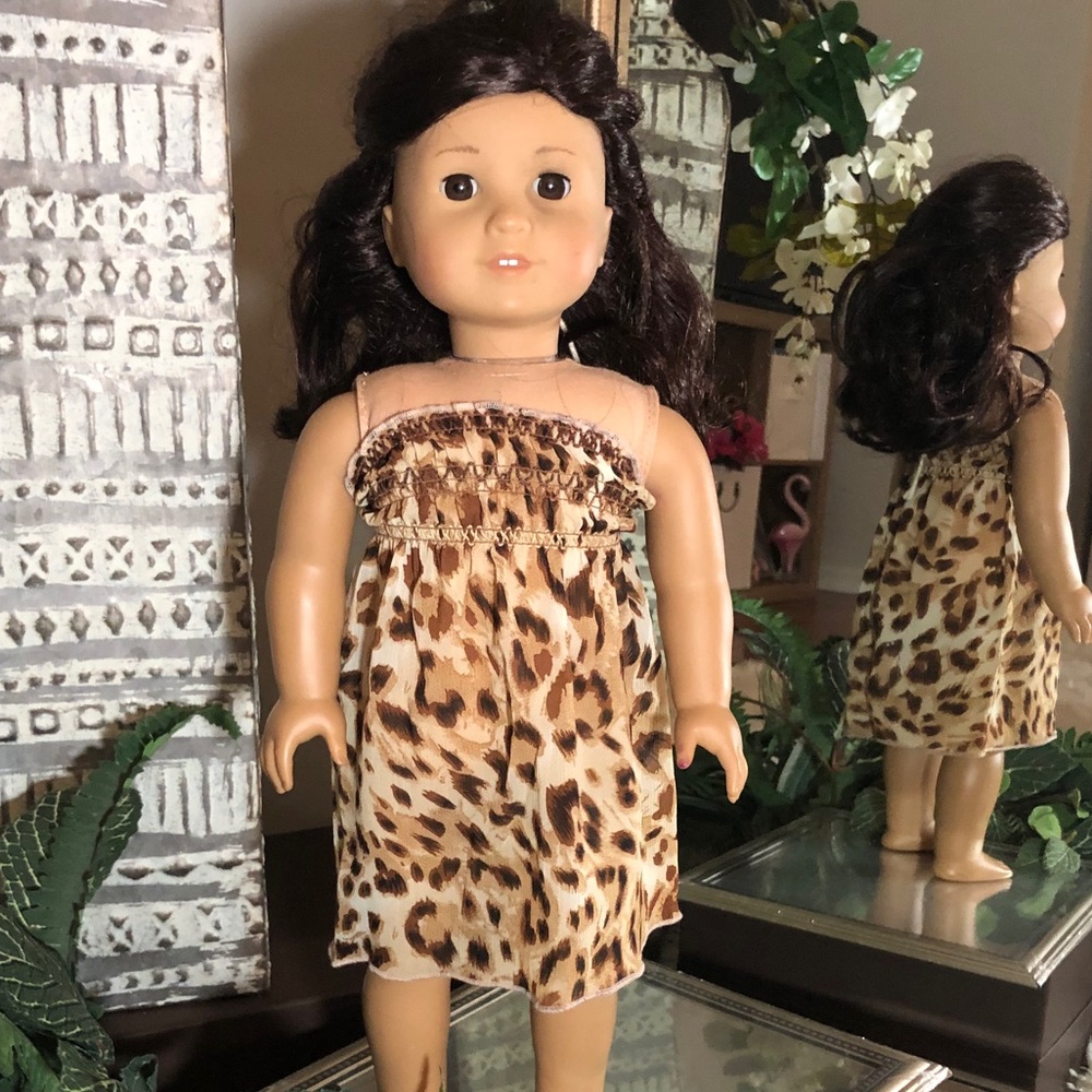 American Girl Doll Strapless Leopard Dress